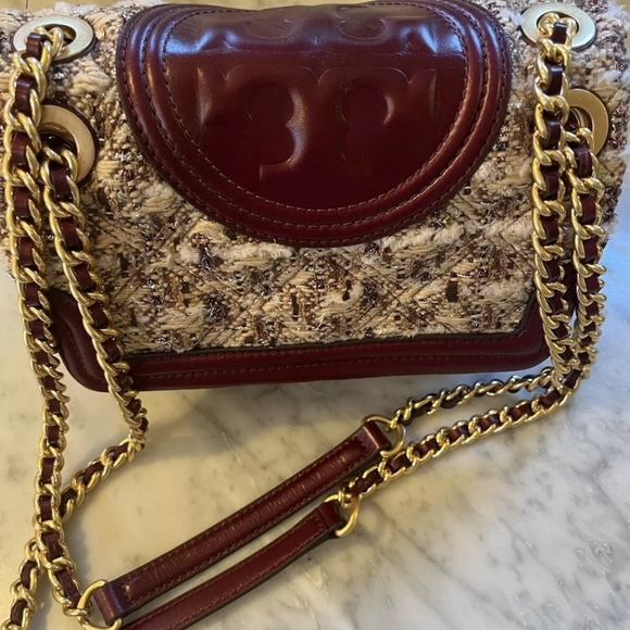 Tory Burch Handbags - 💥TORY BURCH FLEMING TWEED & LEATHER CONVERTIBLE PURSE/ TORY BURCH DUST BAG